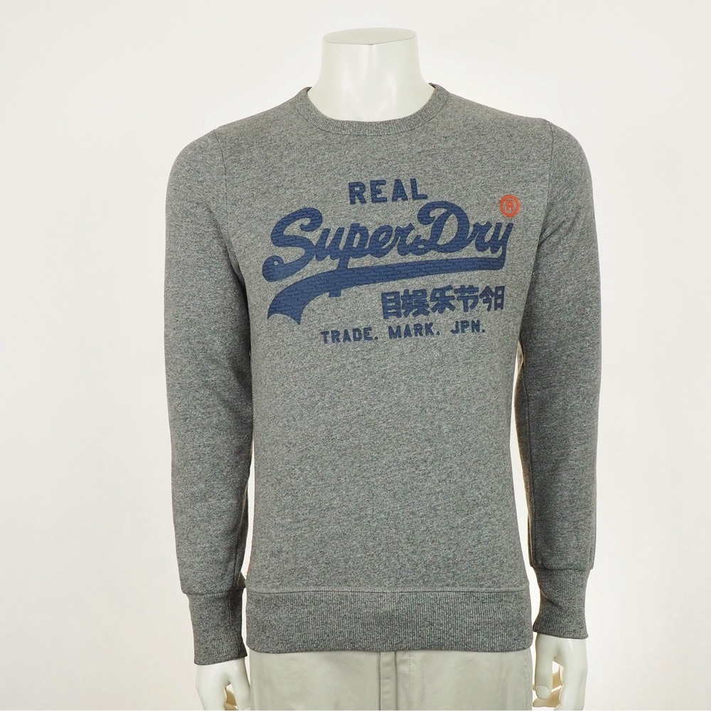 Superdry Real Vintage Logo Crew Sweatshirt Mens Small Gray Japan Retro Pullover
